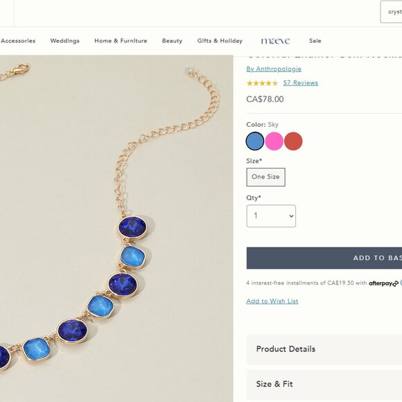 Anthropologie Faceted Glass Beaded Gem Gold Link Necklace NEW Pink Crystals - Picture 2 of 7